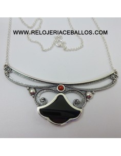 Gargantilla de plata con Azabache T215021 2