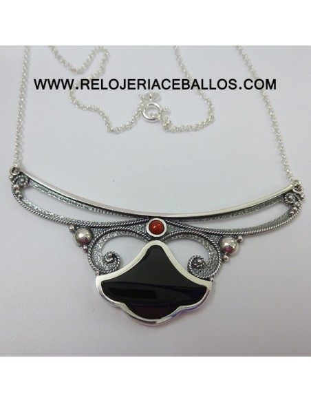 Gargantilla de plata con Azabache T215021