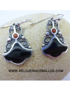 Azabache pendientes de plata con filigrana T135025
