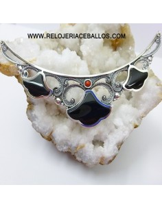 Gargantilla  de plata con azabache T215020