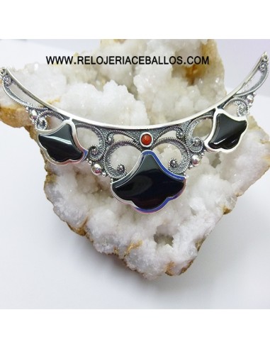 Gargantilla  de plata con azabache T215020