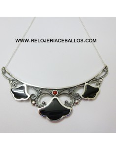 Gargantilla  de plata con azabache T215020 2
