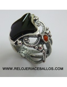Sortija de plata con azabache T115043
