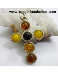 Cruz de plata con ámbar AMB19