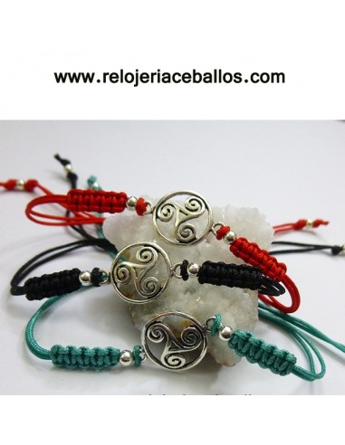 Pulsera macramé con triskel de plata 156-0017