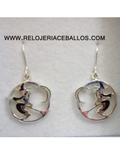 Pendiente Bruja de plata y esmalte EF084PN
