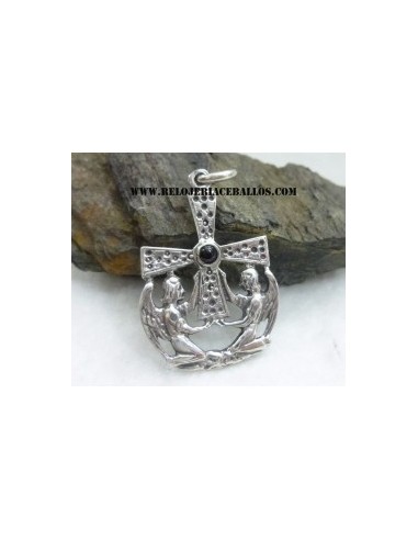 Cruz de los Angeles de plata y azabache R8