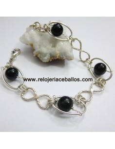 Pulsera de plata con bolas de azabache asturiano  AINF