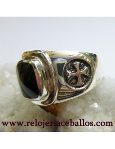 Cruz Celta en Sello de Plata con Azabache G54