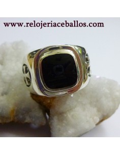 Cruz Celta en Sello de Plata con Azabache G54 2