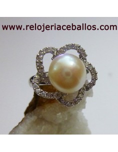 Anillo de Compromiso de Plata y Perla n 14