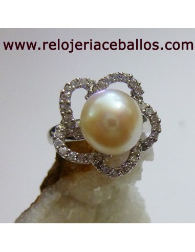 Anillo de Compromiso de Plata y Perla n 14