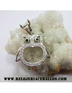Búho de plata y circonitas...