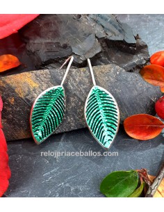 Pendientes Orfega con Hoja verde 0112310GM-3