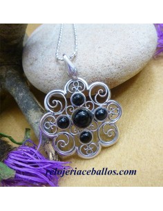 Azabache Colgante Artesano con Filigrana F02216