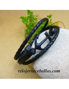 Pulsera Ancla y Cuero para Caballero 867-41