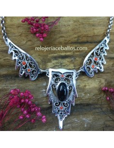 Azabache Gargantilla Artesana de plata C-6