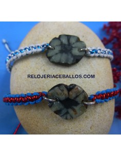 Pulseras artesanas con Macramé y Quiastolita