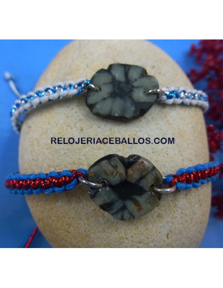 Pulseras artesanas con Macramé y Quiastolita