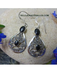 Azabache pendientes con filigrana ref 620-0089