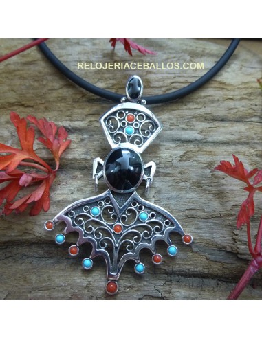 Colgante de Azabache con Turquesa y Coral CAZT