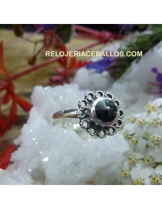 Anillo de Plata con Rosetón Azabache A-73