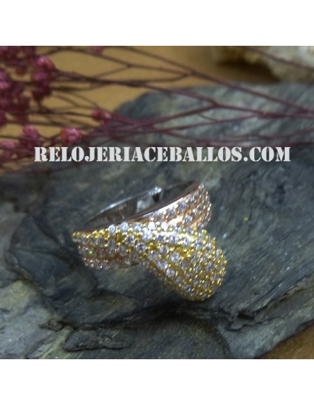Anillo de Plata y Circonitas Chapado nº 11