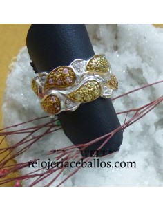 Sortija de Plata con Chapado y Circonitas C0889