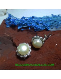 Pendiente de perla y pedrería 41724