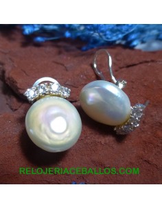 Pendientes de perla y zirconitas 1AH68B