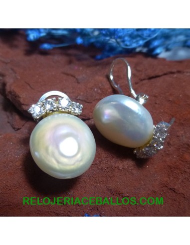 Pendientes de perla y zirconitas 1AH68B