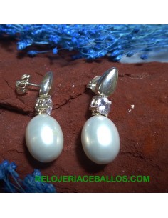 PSHELL Pendientes de Perla y Plata