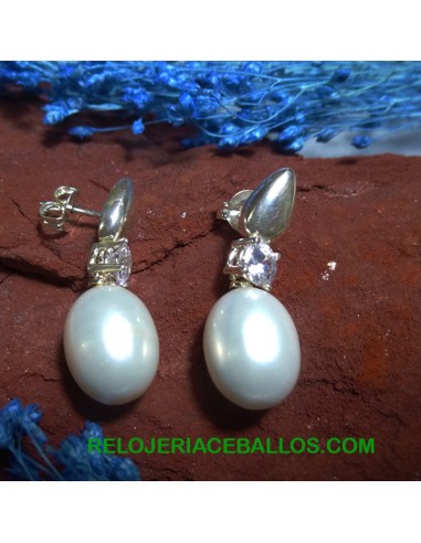 PSHELL Pendientes de Perla y Plata