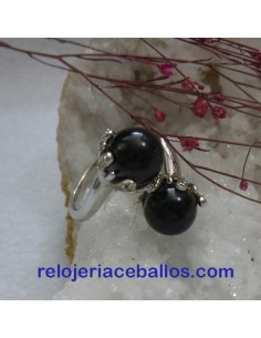 Tú y Yo anillo Plata con Bolas de Azabache TYA
