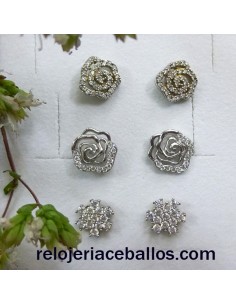 Pendiente Mini de Plata Motivo Flores