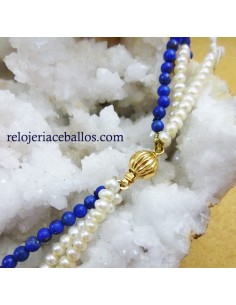 Collar de Perla, Lapislázuli y Oro LPC3