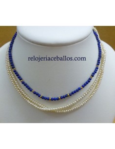 Collar de Perla, Lapislázuli y Oro LPC3 2