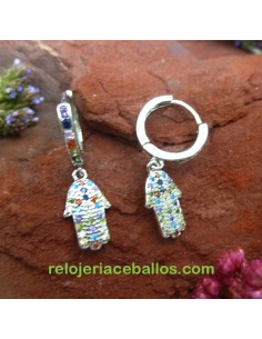 Aretes con Mano de Fátima Multicolor 651-0168