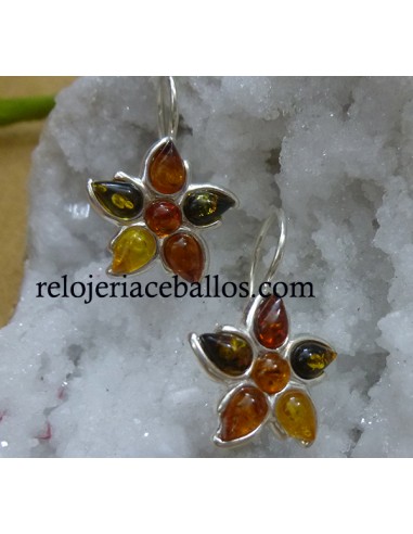 Pendiente de Ámbar natural y Plata AM85