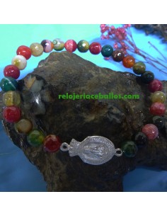 Pulsera Elástica con Ágatas y Medalla EPM 2
