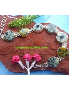 PNQ7 Pulsera artesana de plata con Quiastolita