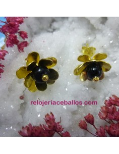 Flor de plata chapada con bola de Azabache FCH
