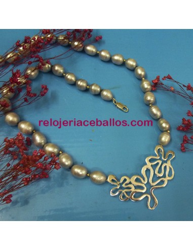 Collar artesano de perla gris AP9