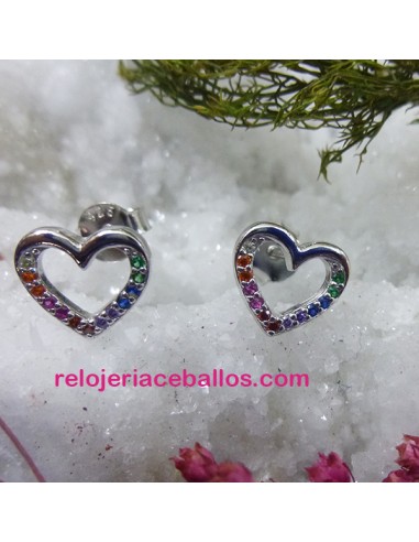 621-0698 Pendientes de corazones con pedrería
