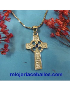 Cruz celta de pedrería en plata rodiada 102-0154