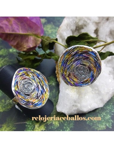 Anillo de Plata Draco con Pigmentos Mosaico 113326-V1