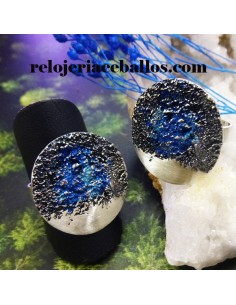 Anillo Tayga de plata con pigmentos Azul 113327